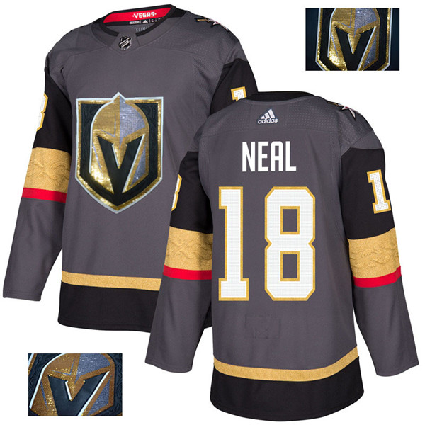 Vegas Golden Knights 18 James Neal Gray With Special Glittery Logo Jersey