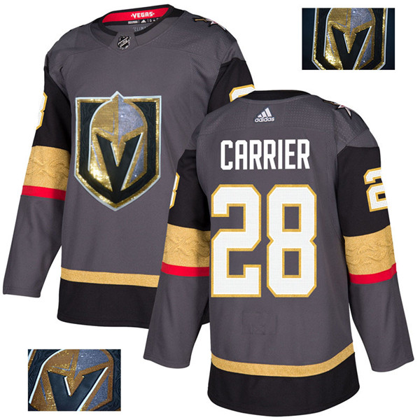 Vegas Golden Knights 28 William Carrier Gray With Special Glittery Logo Jersey