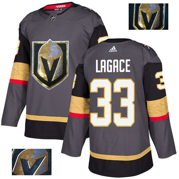 Vegas Golden Knights 33 Maxime Lagace Gray With Special Glittery Logo Jersey