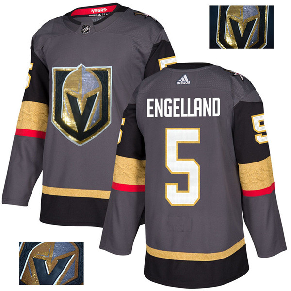Vegas Golden Knights 5 Deryk Engelland Gray With Special Glittery Logo Jersey