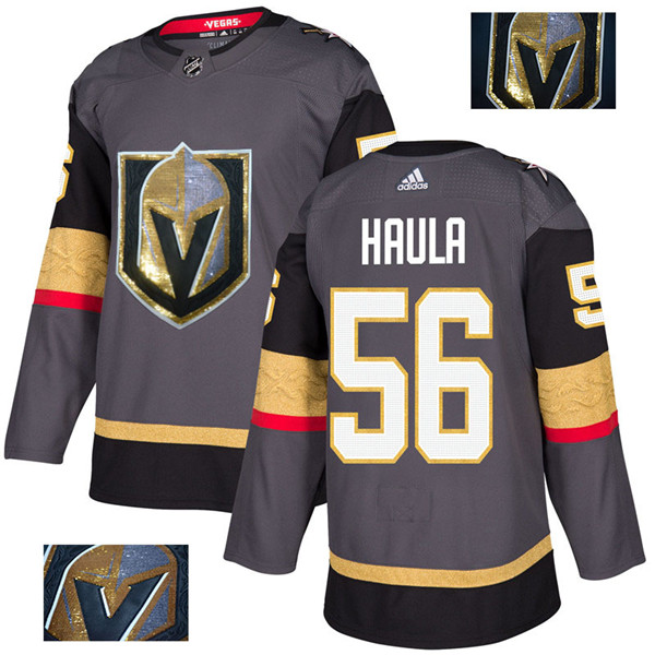 Vegas Golden Knights 56 Erik Haula Gray With Special Glittery Logo Jersey