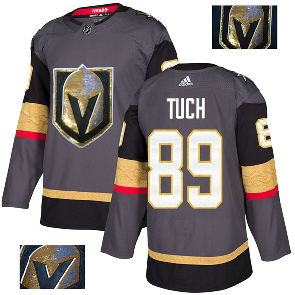 Vegas Golden Knights 89 Alex Tuch Gray With Special Glittery Logo Jersey