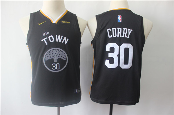 Warriors 30 Stephen Curry Black Youth Statement Edition Swingman Jersey