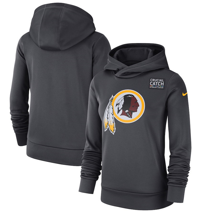 Washington Redskins Anthracite Women's Crucial Catch Performance Hoodie