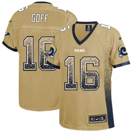 WoMen Los Angeles Rams 16 Jared Goff Gold Drift Fashion NFL Jersey