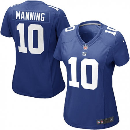 WoMen New York Giants 10 Eli Manning Royal Blue Team Color Stitched NFL Jersey