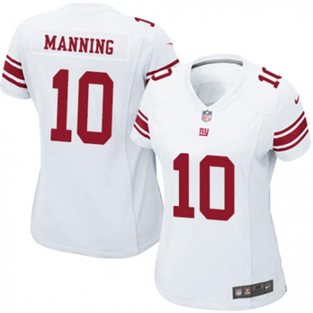 WoMen New York Giants 10 Eli Manning White Stitched NFL Jersey