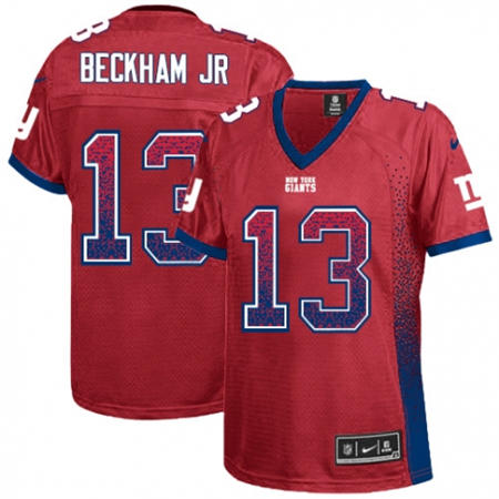 WoMen New York Giants 13 Odell Beckham Jr Limited Red Drift Fashion NFL Jersey