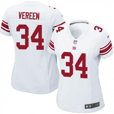 WoMen New York Giants 34 Shane Vereen White Stitched NFL Jersey