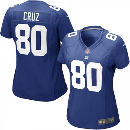 WoMen New York Giants 80 Victor Cruz Royal Blue Team Color Stitched NFL Jersey