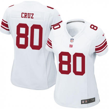 WoMen New York Giants 80 Victor Cruz White Stitched NFL Jersey