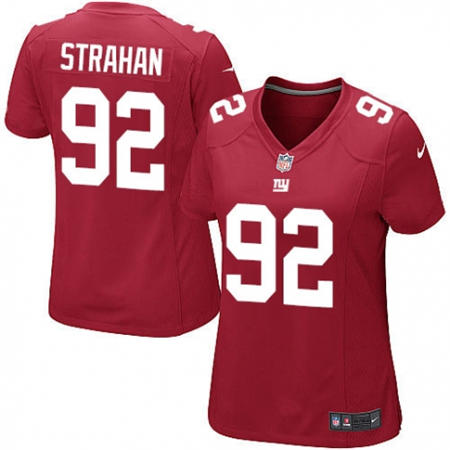 WoMen New York Giants 92 Michael Strahan Red Alternate Stitched NFL Jersey