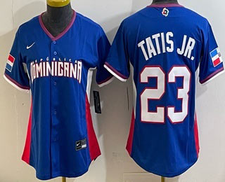 Women's Dominican 23 Fernando Tatis Jr Blue 2026 World Baseball Classic Cool Base Jersey