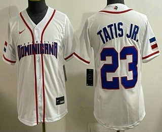 Women's Dominican 23 Fernando Tatis Jr White 2026 World Baseball Classic Cool Base Jersey