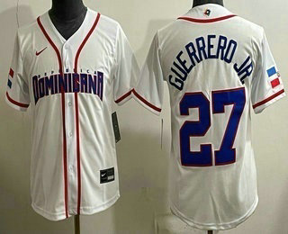 Women's Dominican 27 Vladimir Guerrero Jr White 2026 World Baseball Classic Cool Base Jersey