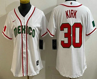 Women's Mexico 30 Alejandro Kirk White 2026 World Baseball Classic Cool Base Jersey