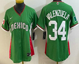 Women's Mexico 34 Fernando Valenzuela Green 2026 World Baseball Classic Cool Base Jersey