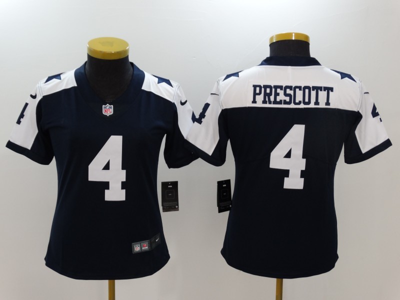 Women's Dallas Cowboys #4 Dak Prescott 2017 Vapor Untouchable Limited Navy Blue Throwback Alternate NFL Jersey
