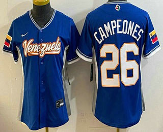 Women's Venezuela 26 Campeones Blue 2026 World Baseball Classic Cool Base Jersey