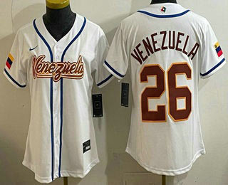 Women's Venezuela 26 Venezuela White 2026 World Baseball Classic Cool Base Jersey