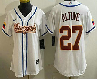 Women's Venezuela 27 Jose Altuve White 2026 World Baseball Classic Cool Base Jersey