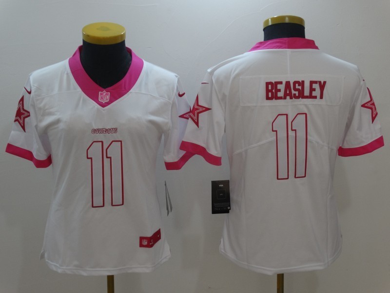 Women Dallas Cowboys 11 Cole Beasley Limited Rush Fashion Pink NFL Jersey