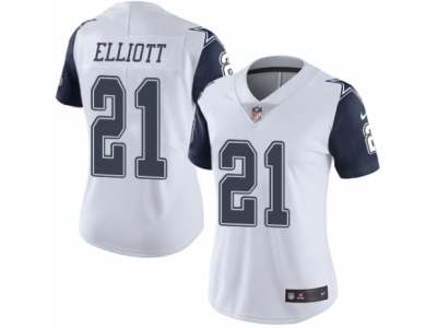 Women Dallas Cowboys 21 Ezekiel Elliott Limited White Rush NFL Jersey