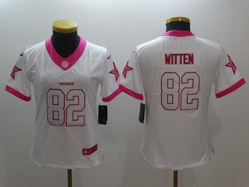 Women Dallas Cowboys 82 Jason Witten Limited Rush Fashion Pink NFL Jersey