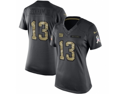 Women New York Giants 13 Odell Beckham Jr Limited Black 2016 Salute to Service NFL Jersey