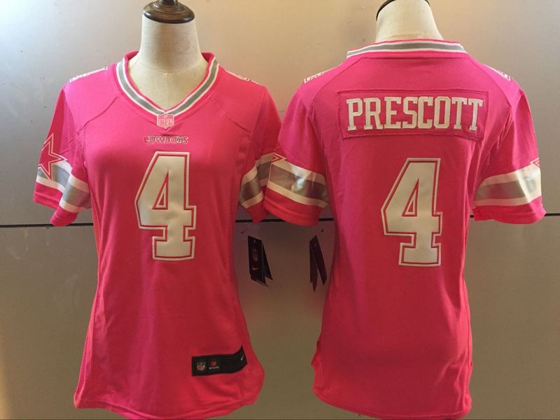 Women dallas cowboys 4 Dak Prescott pink jerseys
