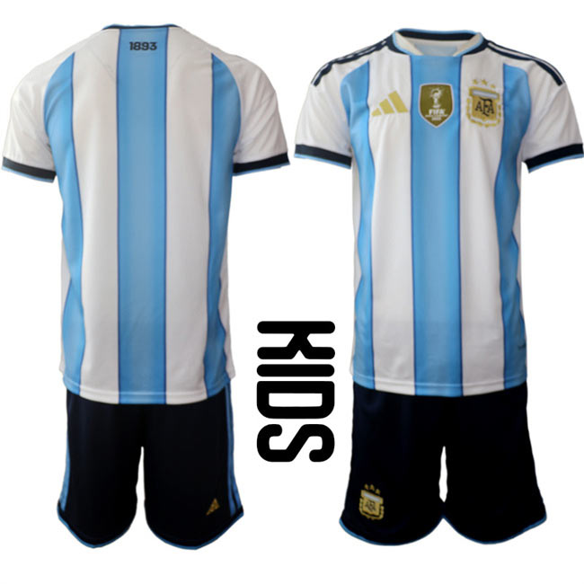Youth Argentina Blank White Blue 2025 26 Home Soccer Jersey Suit