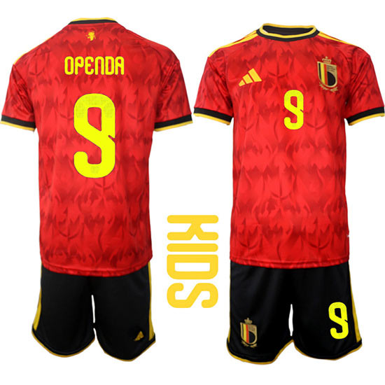 Youth Belgium 9 OPENDA National Team FIFA x World Cup 2026 Home Red On Field Kids Jersey