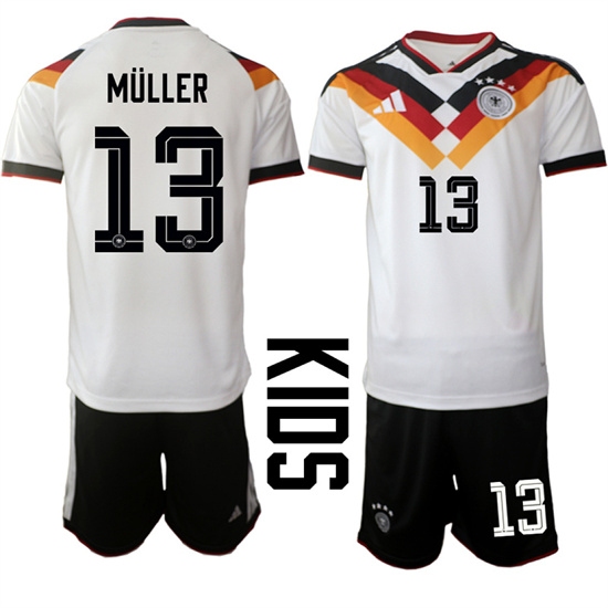 Youth Germany 13 MULLER National Team FIFA x World Cup 2026 Home White On Field Kids Jersey