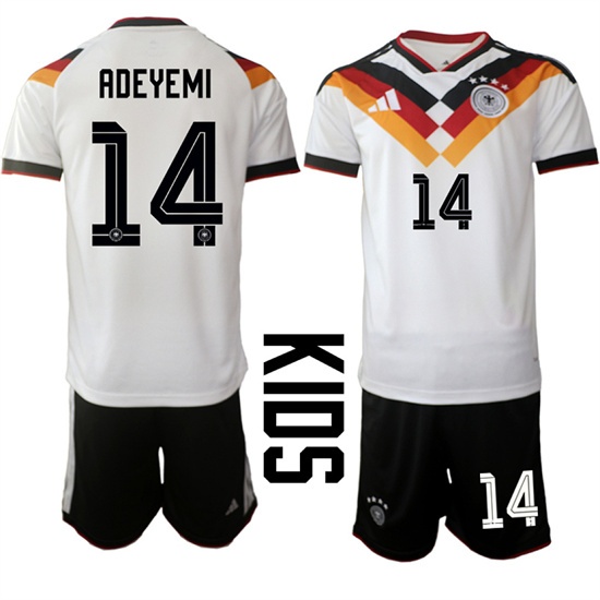 Youth Germany 14 ADEYEMI National Team FIFA x World Cup 2026 Home White On Field Kids Jersey