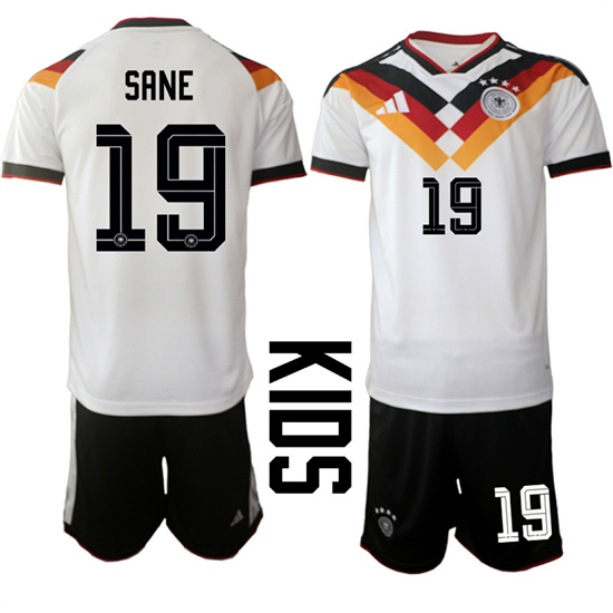 Youth Germany 19 SANE National Team FIFA x World Cup 2026 Home White On Field Kids Jersey