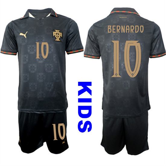 Youth Portugal 10 BERNARDO National Team FIFA x World Cup 2026 Away Gray On Eusebio special edition Kids Jersey