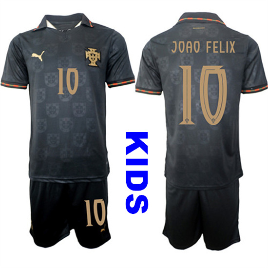 Youth Portugal 10 JOAO FELIX National Team FIFA x World Cup 2026 Away Gray On Eusebio special edition Kids Jersey