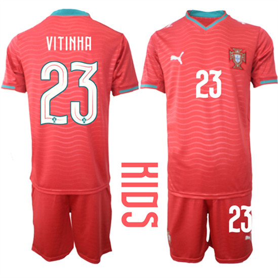 Youth Portugal 23 VITINHA National Team FIFA x World Cup 2026 Home Red On Eusebio special edition Kids Jersey