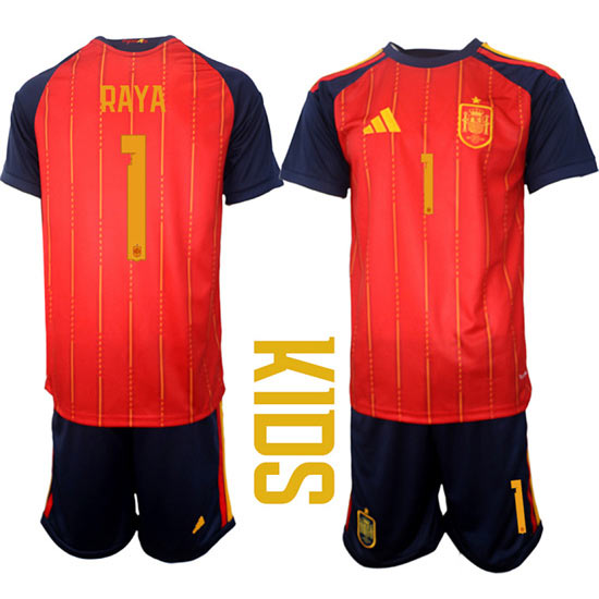 Youth Spain 1 RAYA National Team FIFA x World Cup 2026 Home Red On Field Kids Jerseys