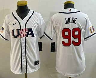Youth USA 99 Aaron Judge White 2026 World Baseball Classic Cool Base Jersey
